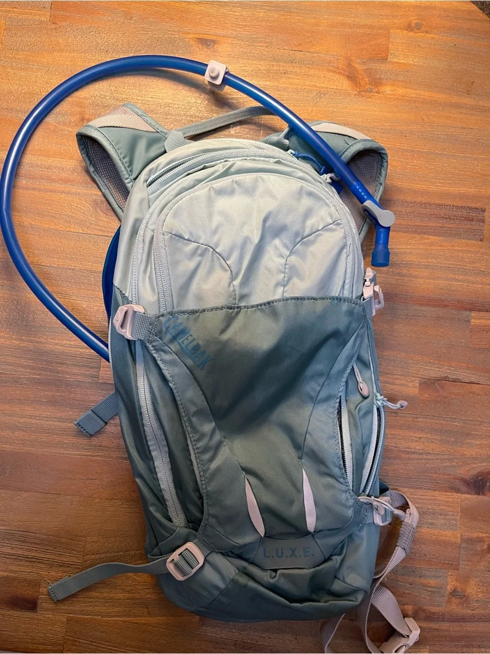Camelbak Light Green Hydration Backpack with Blue Reservoir